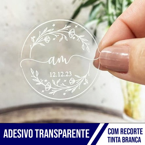 Adesivo Transparente Impressao Branco + Recorte