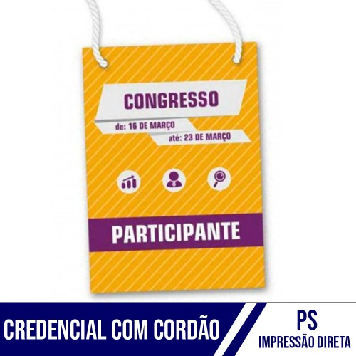 Credencial 9x13 cm com Cordão em PS 0,50mm
